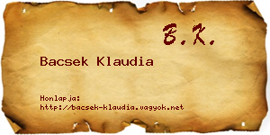 Bacsek Klaudia névjegykártya